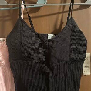 NEW Black Ribbed Spaghetti Strap Top